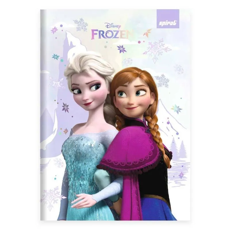 Caderno 1-4 costurado Capa Dura 1 matéria 80 Folhas Frozen Disney Spiral