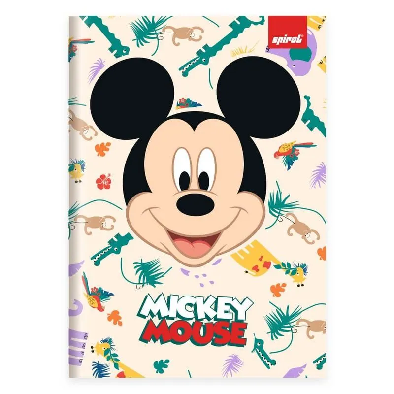 Caderno 1-4 costurado Capa Dura 1 matéria 80 Folhas Mickey Disney Clássico Spiral