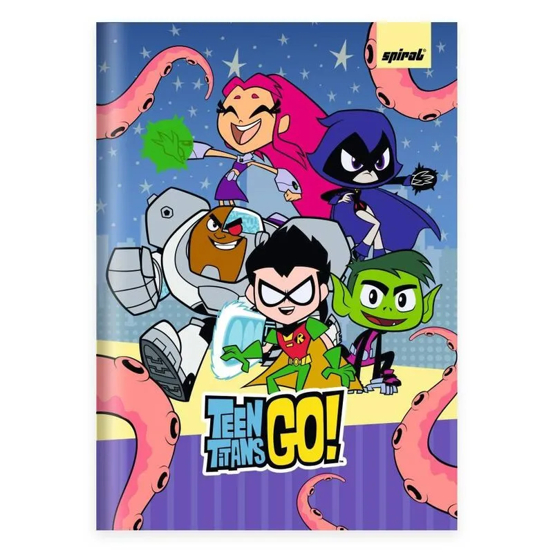 Caderno 1-4 C.D. costurado 80fls Titans Go 2527155 Spiral Ttg
