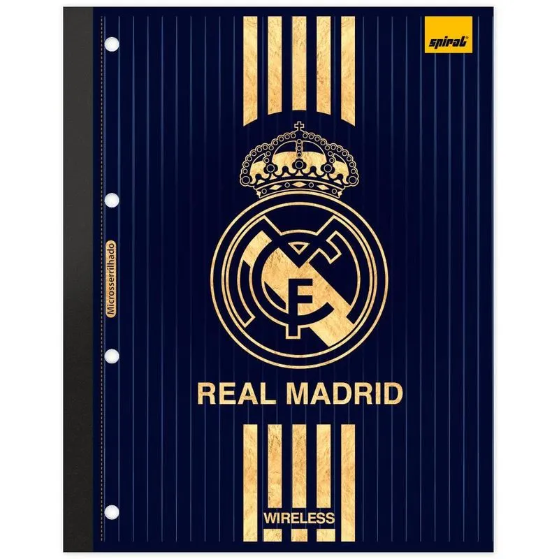 Caderno Universitário Wireless com Folhas Coladas 1 x 1 80 Folhas Real Madrid 2527193 Spiral Rea