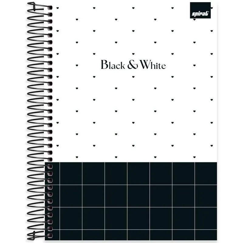 Caderno Universitário Capa Dura 15 x 1 240 Folhas Black & White 2527308 Spiral B&W