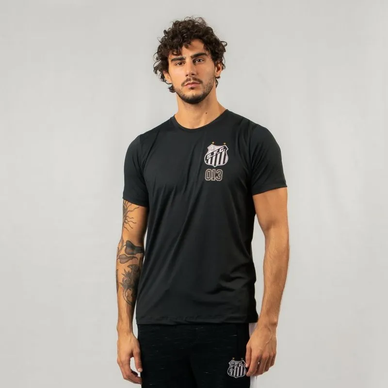 Camiseta Santos Esportiva Poliéster Masculina Surf Center M / Preto