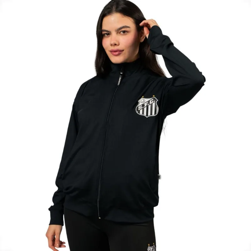 Jaqueta Agasalho Santos Oficial Esportiva Feminina P / Preto