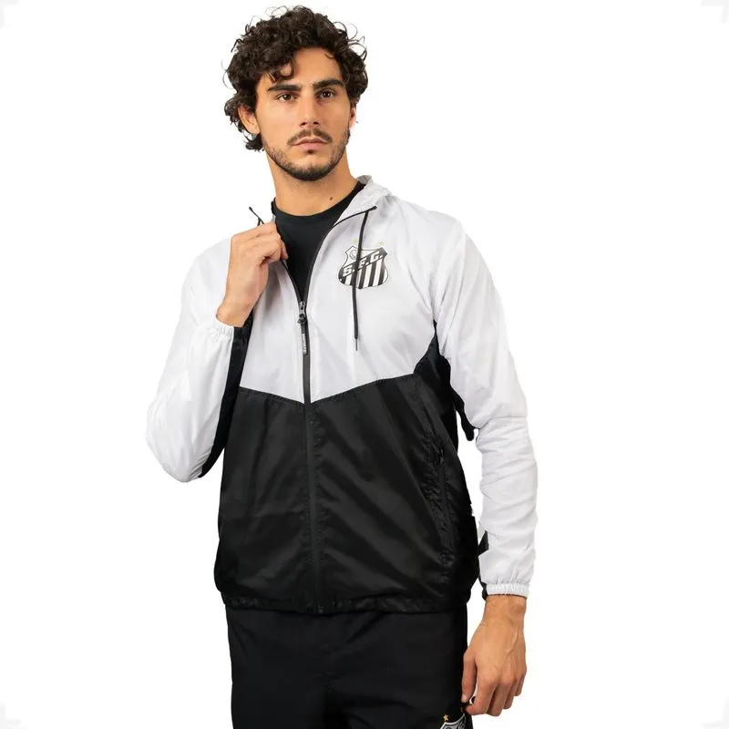 Jaqueta Corta Vento Santos Nylon Surf Center GG / Branco/Preto