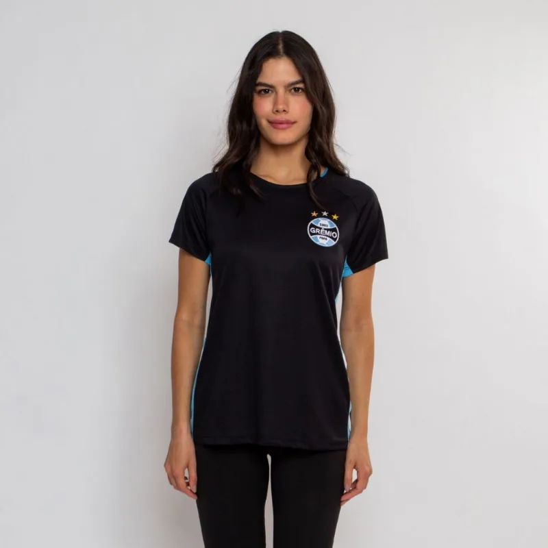 Camiseta Baby Look Grêmio Oficial Esportiva Raiz e Orgulho M / Preto
