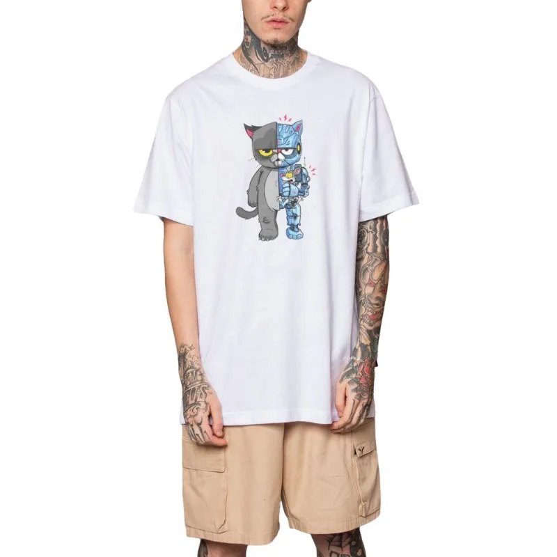 Camiseta Vextor Robot Cat Manga Curta