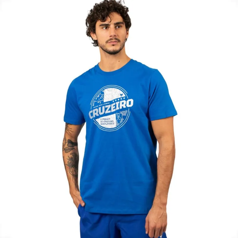 Camiseta Cruzeiro Oficial Classic Torcedor Algodão Masculina G / Azul