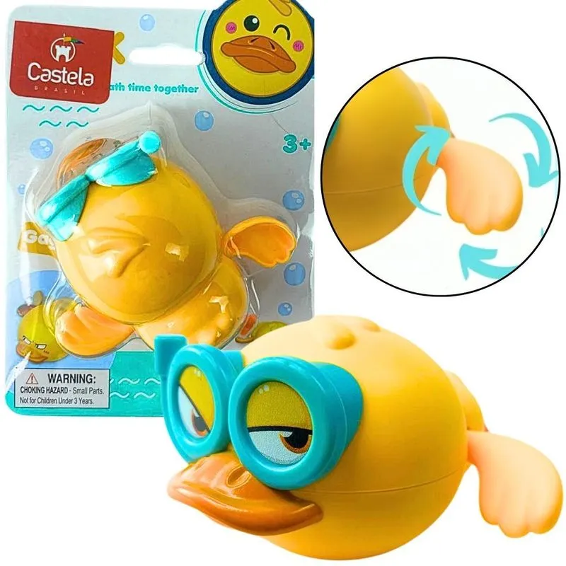 Brinquedo Banho Pato Amarelo Divertido Nada Infantil Castela