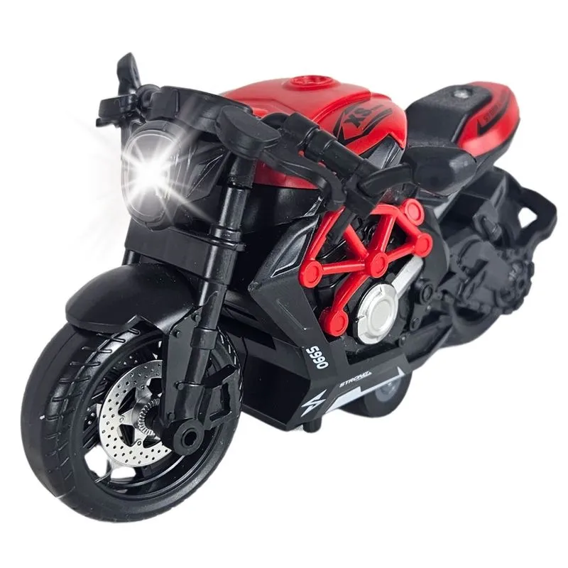 Brinquedo Moto Esportiva Vermelha Fricção Som Luz - Castela