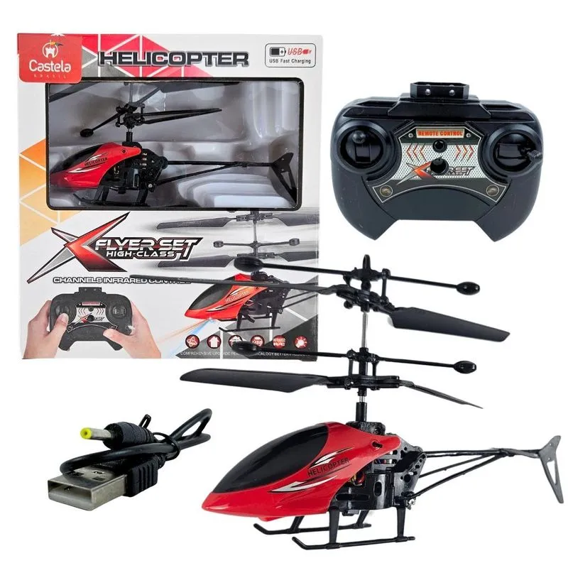 Helicóptero Controle Remoto Vermelho Infravermelho Castela