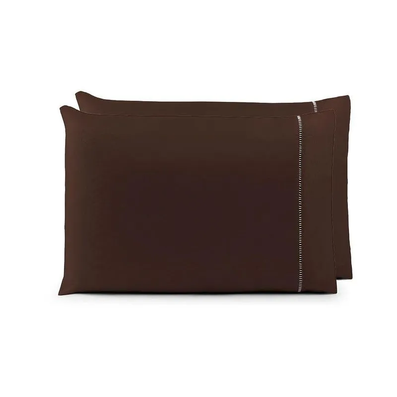 Par De Fronhas 70cm X 50cm 2 Peças Laura 100% Poliéster Toque Percal 200 Fios Cor:tabaco