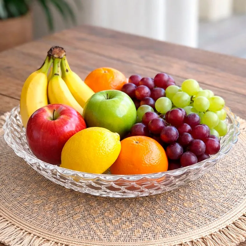 Fruteira Saladeira Vidro Redonda Centro Mesa Cozinha De 30cm