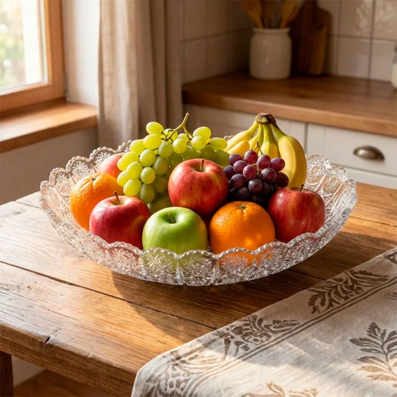 Fruteira Saladeira Vidro Redonda Centro Mesa Cozinha 1,400ml