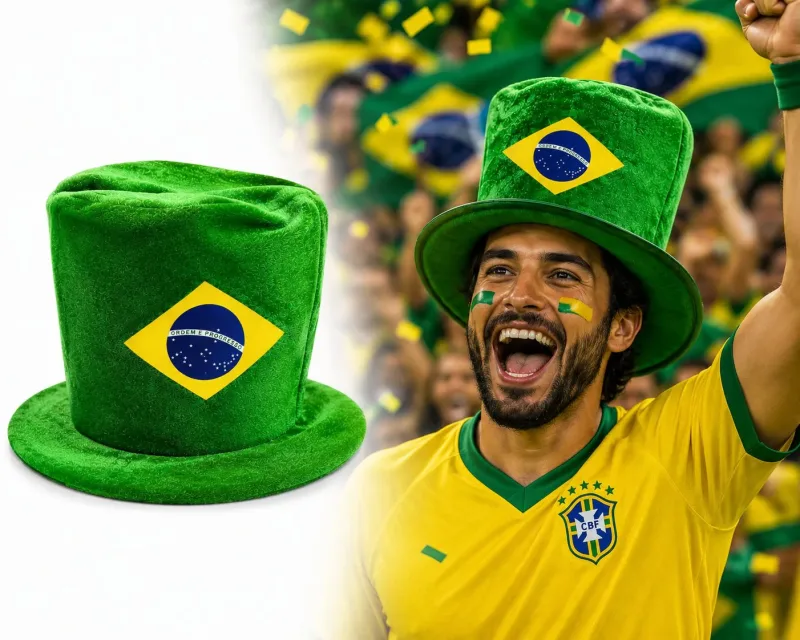 CHAPÉU BRASIL PARA TORCIDA VERDE COM BANDEIRA DO BRASIL ? TAM ÚNICO?IDEAL PARA JOGOS, COPA E FESTAS