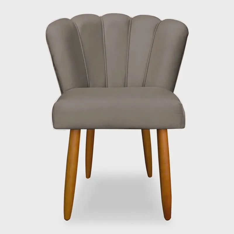 Cadeira de Jantar Pétala Estofada Pés Palito Veludo Cappuccino - Montanaris Decor