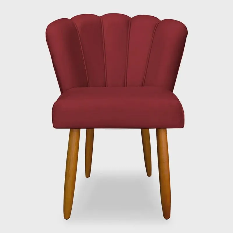 Cadeira de Jantar Pétala Estofada Pés Palito Veludo Vermelho - Montanaris Decor