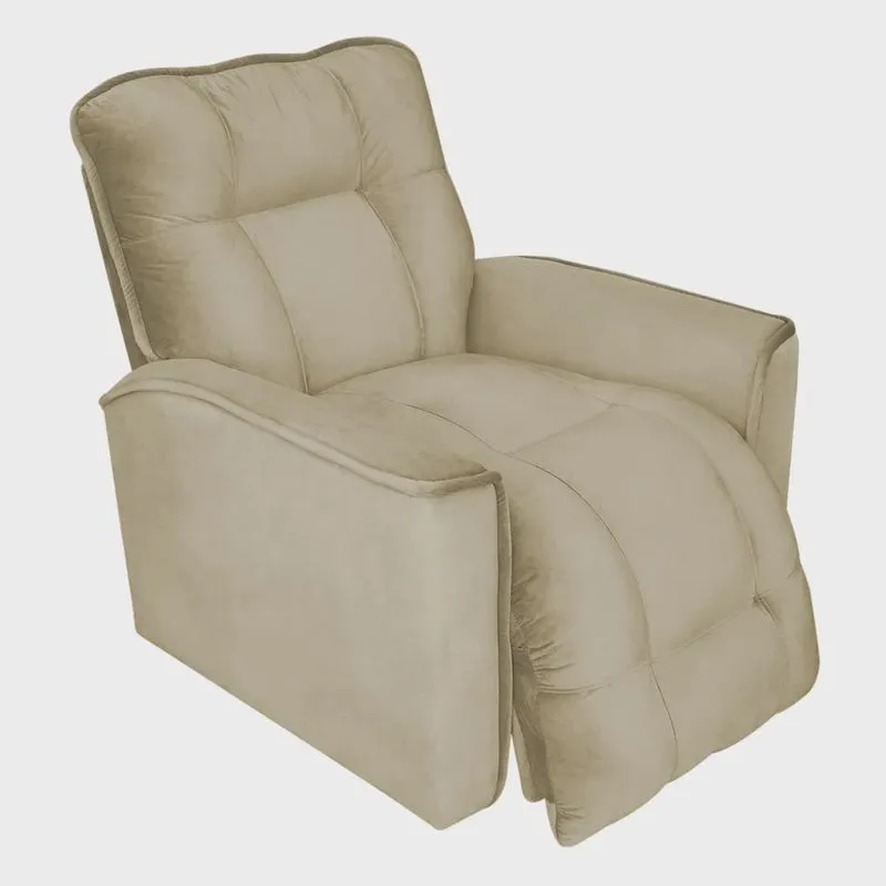 Poltrona do Papai Reclinável Manual Comfort Veludo Bege - Montanaris Decor