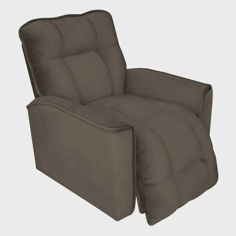 Poltrona do Papai Reclinável Manual Comfort Veludo Cappuccino - Montanaris Decor
