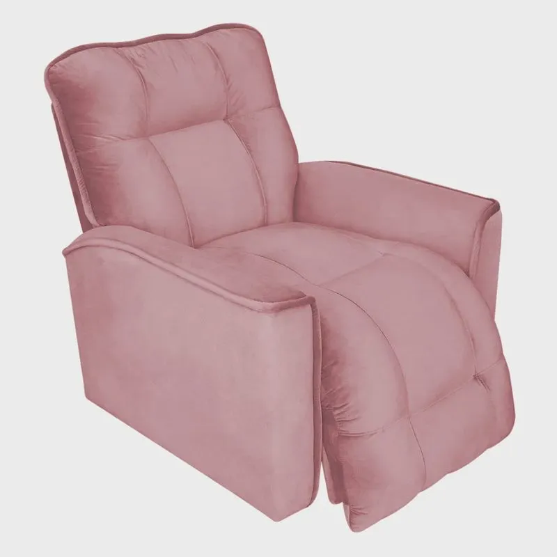 Poltrona do Papai Reclinável Manual Comfort Veludo Rosa - Montanaris Decor