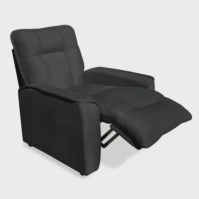 Poltrona do Papai Reclinável Manual Comfort Veludo Cinza Escuro - Montanaris Decor