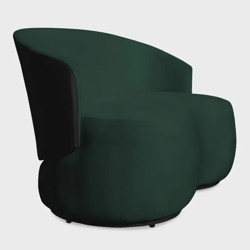 Namoradeira 2 Lugares Orgânica Decorativa Lara Veludo Verde/PU Preto - Montanaris Decor