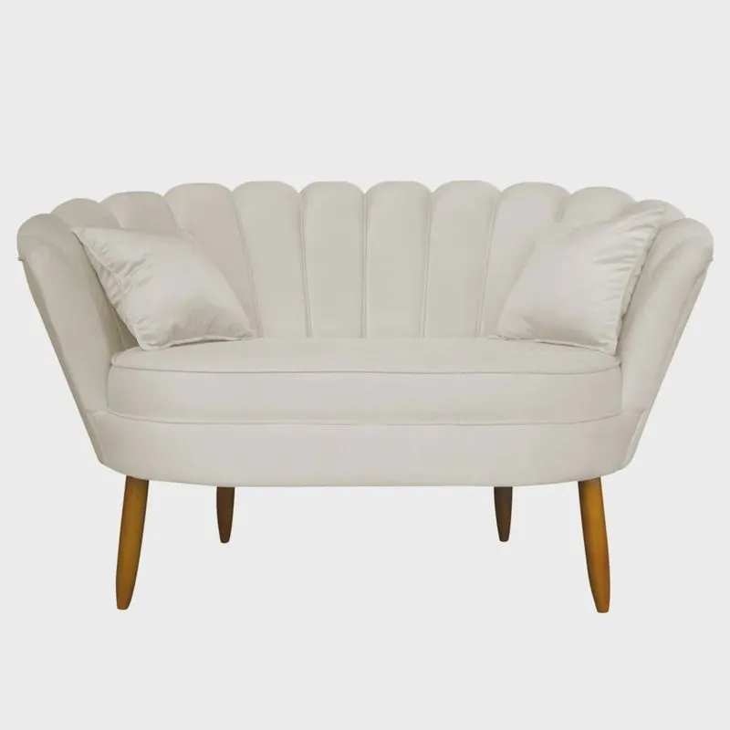 Namoradeira Pétala 2 Lugares Decorativa Veludo Bege - Montanaris Decor