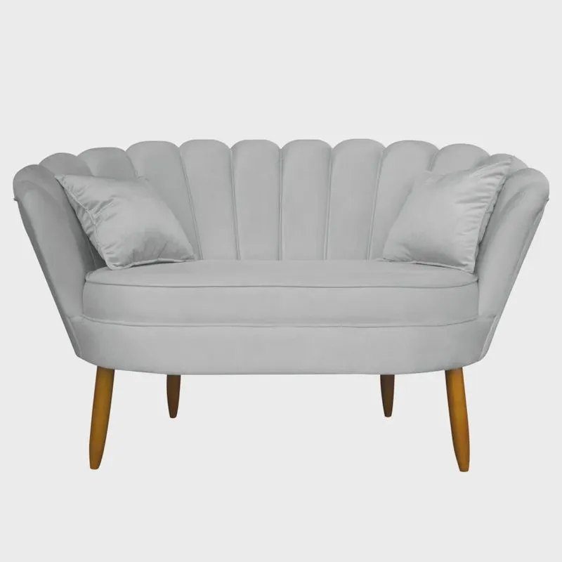 Namoradeira Pétala 2 Lugares Decorativa Veludo Cinza - Montanaris Decor
