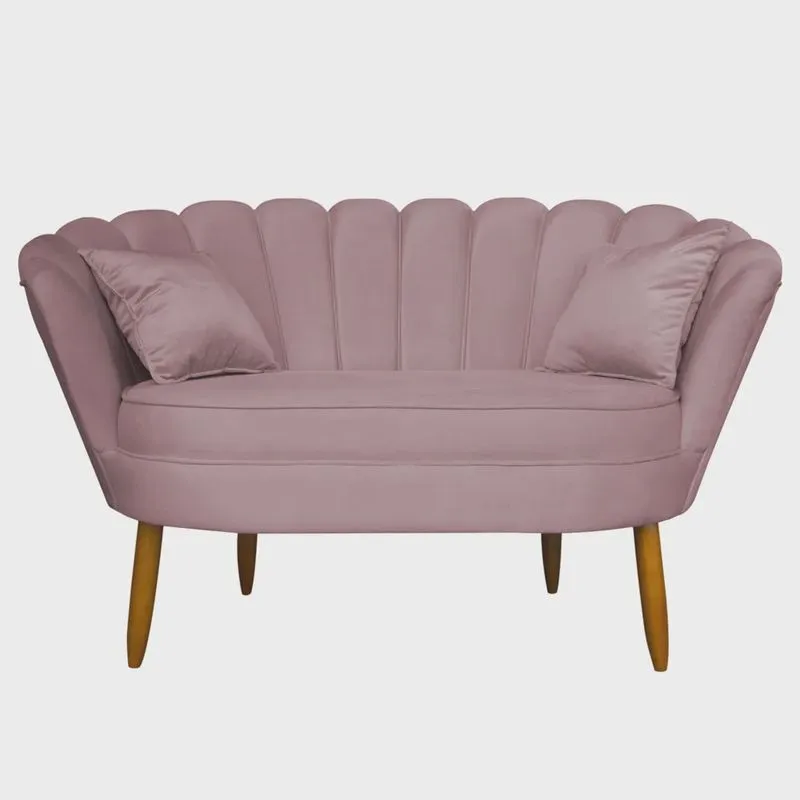 Namoradeira Pétala 2 Lugares Decorativa Veludo Rosê - Montanaris Decor
