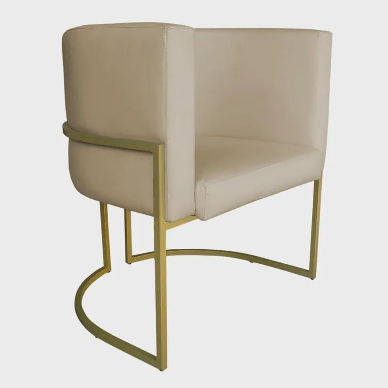 Poltrona Decorativa Luana Base Gold pu Bege - Montanaris Decor