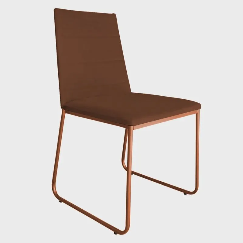 Cadeira de Jantar Estofada Lille Base Bronze Veludo Terracota - Montanaris Decor