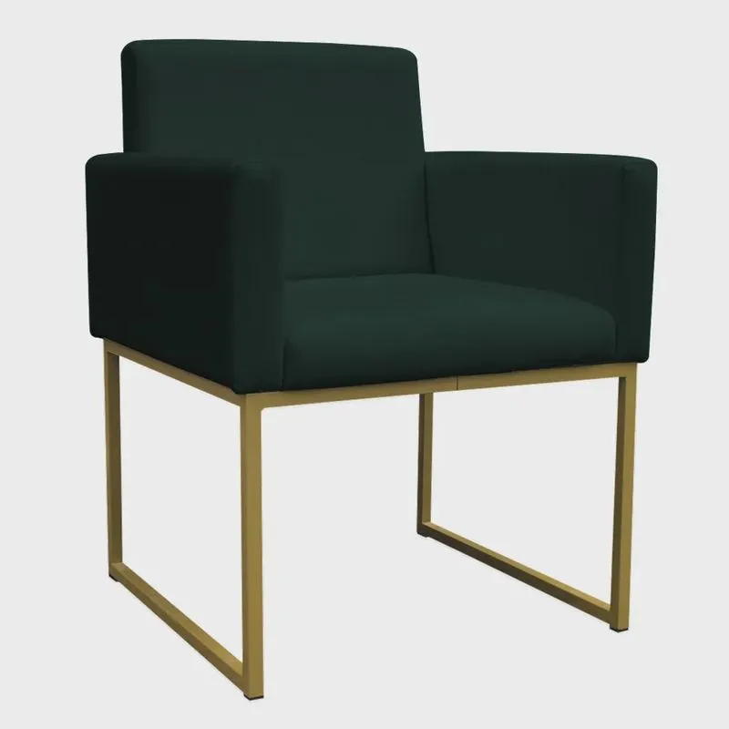 Poltrona Decorativa Base De Ferro Gold Veludo Verde - Montanaris Decor