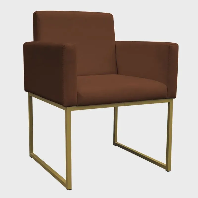 Poltrona Decorativa Base De Ferro Gold Veludo Terracota - Montanaris Decor