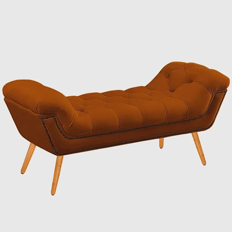 Recamier Calçadeira Casal 140cm Ayla Veludo Terracota - Montanaris Decor