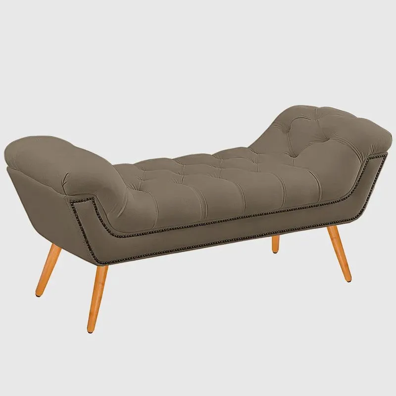 Recamier Calçadeira Casal 140cm Ayla Veludo Cappuccino - Montanaris Decor