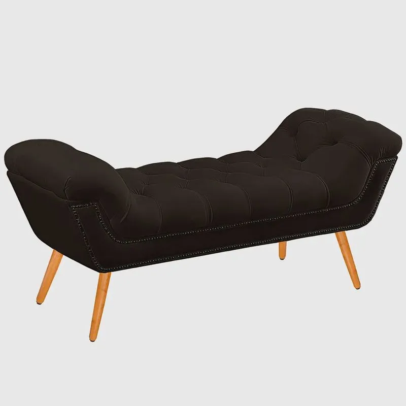 Recamier Calçadeira Casal King 195cm Ayla Veludo Marrom - Montanaris Decor
