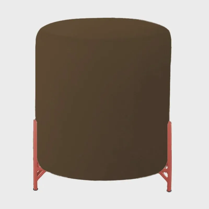 Puff Decorativo Thor Ferro Base Bronze Veludo Marrom- Montanaris Decor