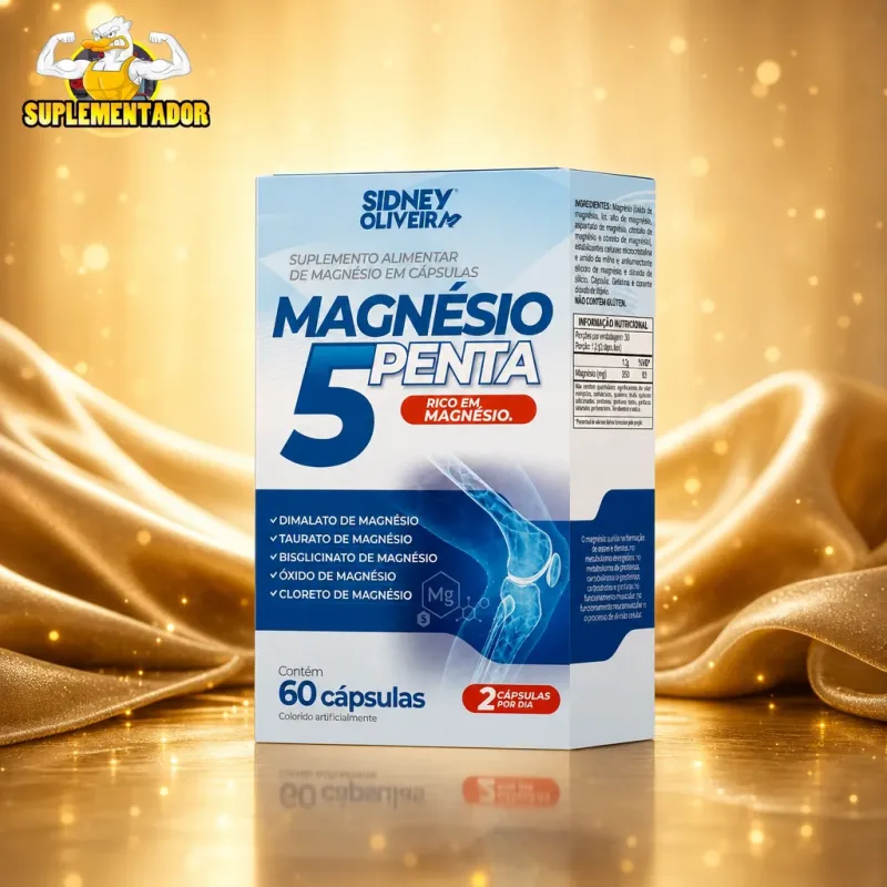 Magnésio Penta 60 Cápsulas Sidney Oliveira, Energia, Disposição e Bem-Estar