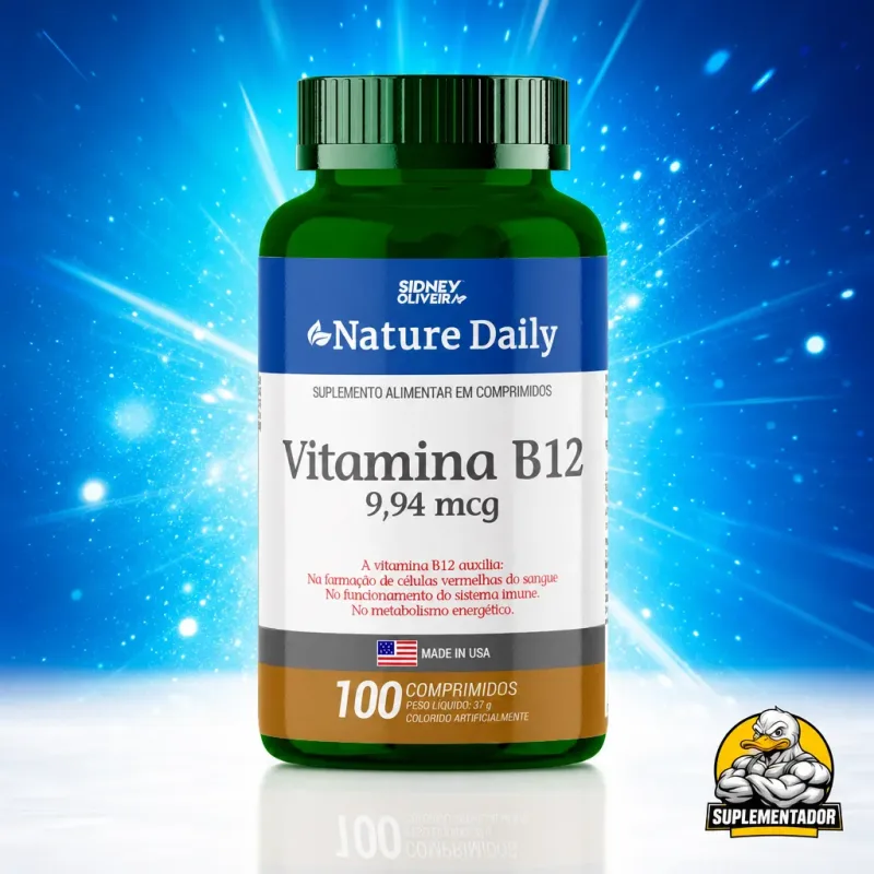 Vitamina B12 9,9mg Sidney Oliveira, 100 comprimidos fabricados nos EUA para energia e disposição diária