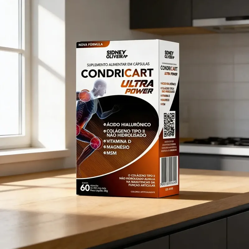 Condricart Ultra Power Colágeno Tipo II + Vitamina D3 + Magnésio + Ácido Hialurônico + MSM, 60 cápsulas