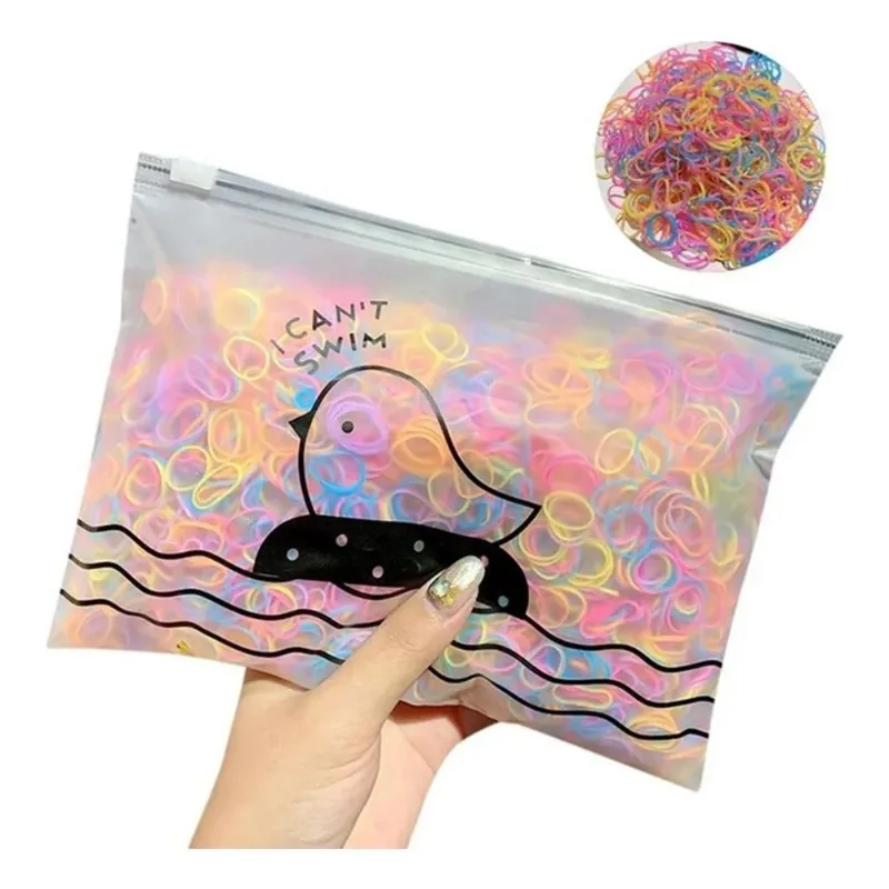 Kit 1500 Elásticos Silicone Estojo Cabelo Infantil Colorido