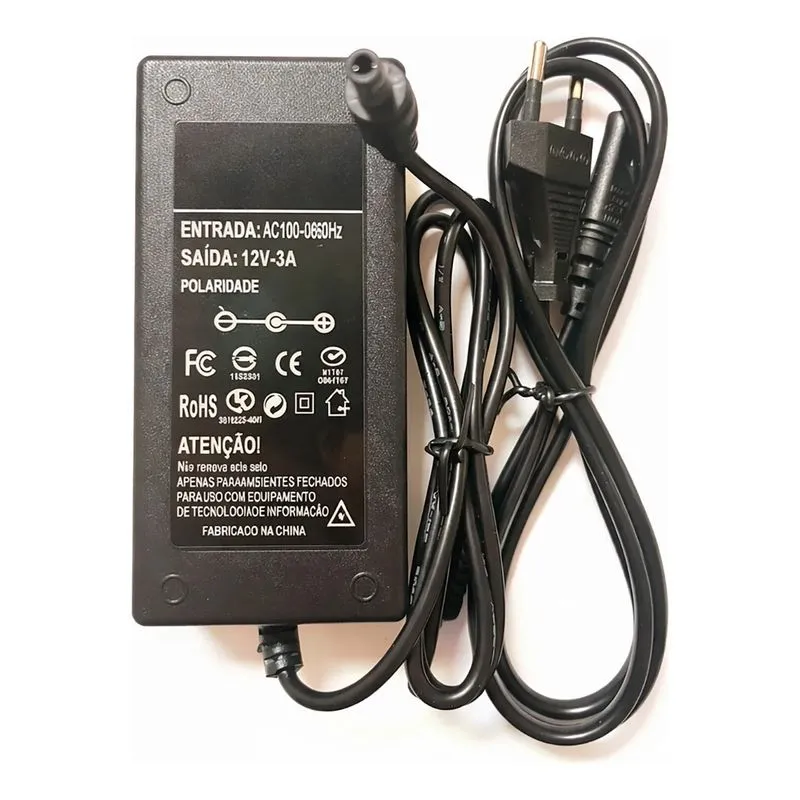 Fonte 12v 3a Para Monitor Led Cftv Roteador
