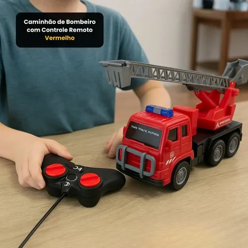 Caminhão de Bombeiro com Controle Remoto - Vermelho