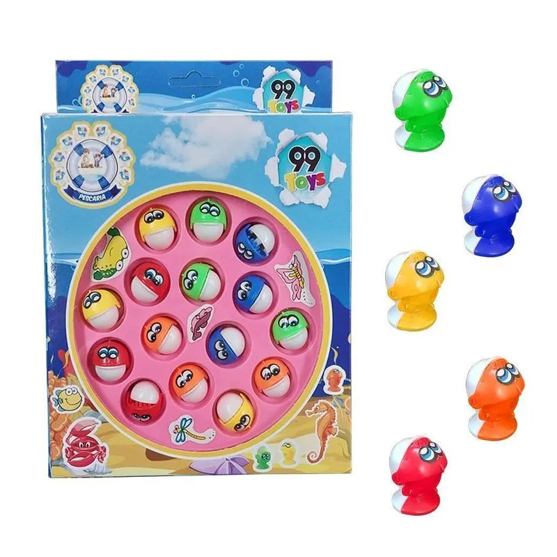 Pega Peixe Jogo Infantil Brinquedo De Pescaria 19 Pçs Rosa