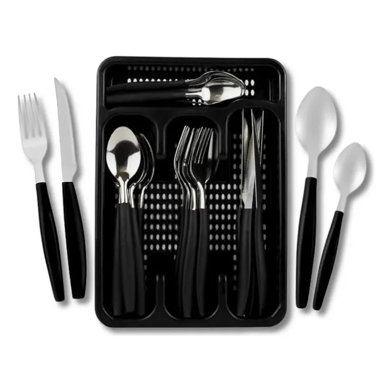 Jogo De Talheres 24 Peças Aço Inox Completo Com Suporte