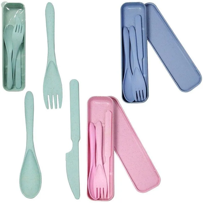 Talher Infantil Com Colher / Garfo / Faca De Plastico Estojo