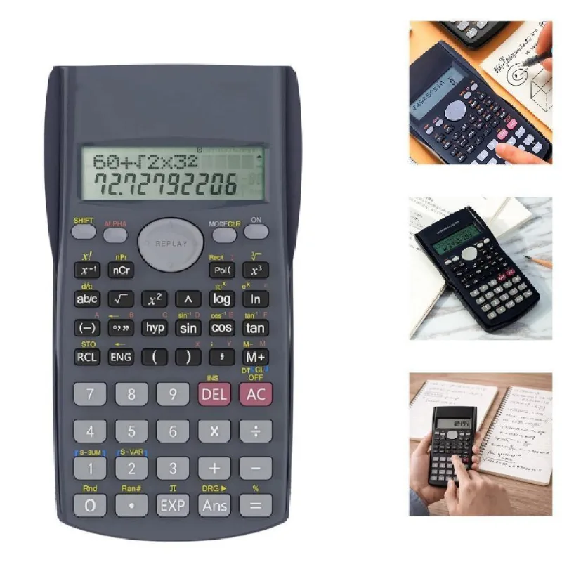 Calculadora Científica 240 Funções 12 Dígitos Display LCD Duplo Preto
