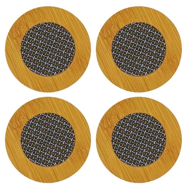 Jogo de Porta Copo Redondo 4 Peças 9,5cm em Bambu Fu Xing
