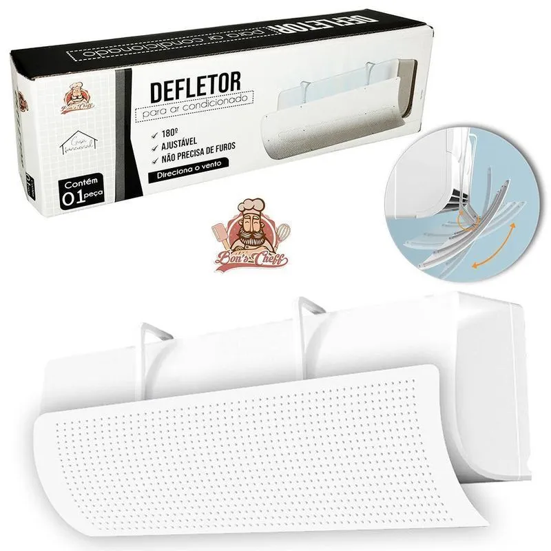 Defletor Para Ar Condicionado Plastic Ajustavel 180º 90x27cm