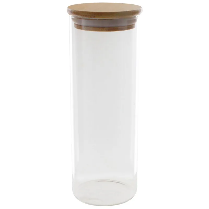 Pote Hermético C/ Tampa Bambu 480ml em Vidro Fu Xing