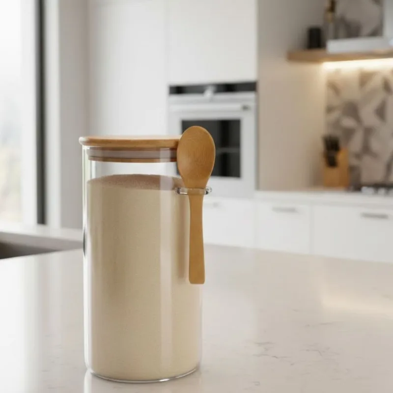 Pote Hermético Premium 1,3l Em Vidro Com Tampa E Colher De Bambu